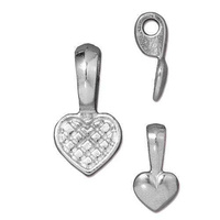 Glue-on Heart Pendant Bail x Rhodium Plated Pewter