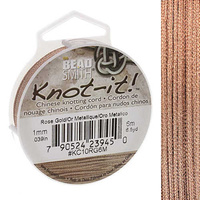 Knot-it Chinese Nylon Knotting Cord - Metallic Rose 1mm x 6metres