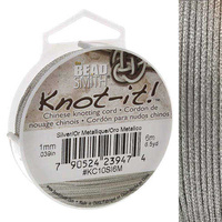 Knot-it Chinese Knotting Cord - Metallic Silver 1mm x 6metres