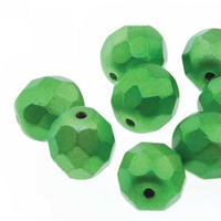 Czech Glass Round Firepolished Beads - Metalust Apple Green 4mm x 40