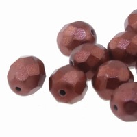 Czech Glass Round Firepolished Beads - Metalust Burnt Copper 4mm x 40