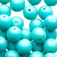 Czech Glass Druk Beads - Opaque Green Turquoise 8mm x 10