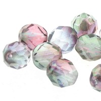 Czech Glass Round Firepolished Beads - Amethyst Aurum 4mm x 40