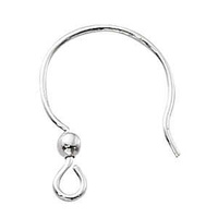 Sterling Silver Round Earwires with Ball x 1 Pair