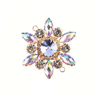 Crystal Motif Flower Connector - Amethyst AB in Gold Casing