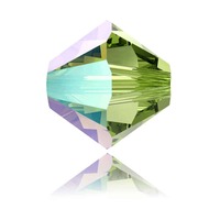 Swarovski Crystal Bicone Beads - Peridot Shimmer 6mm x 10