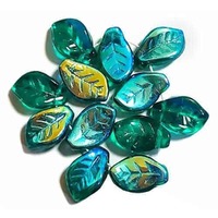 Czech Glass Leaf Beads - Green AB 9x14mm - Pack of 10