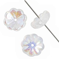 Czech Glass Flower Beads - Crystal AB 11mm - Pack of 10