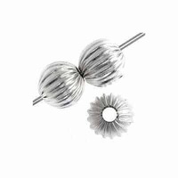 Metal Round Beads - Silver Plated Pleated 4mm x 20