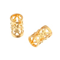 Metal Filigree Cylinder Beads - Gold Plated 8mm x 10