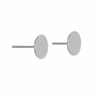 Flat Earring Posts Silver Plated - 8mm x 1 Pair