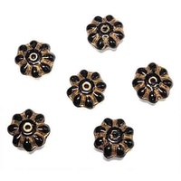 Czech Glass Daisy Beads - Jet Bronze 9mm - Pack of 10