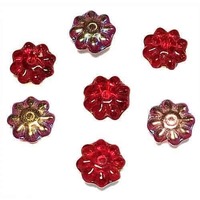 Czech Glass Daisy Beads - Siam Ruby AB 9mm - Pack of 10