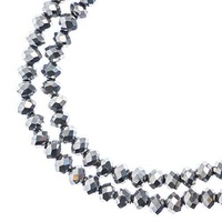 Crystal Lane Faceted Rondelle Beads - Opaque Silver Iris 3x4mm