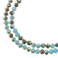 Crystal Lane Faceted Rondelle Beads - Opaque Blue w/Half Champagne Luster 3x4mm