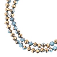 Crystal Lane Faceted Rondelle Beads - Opaque Dark Blue w/Half Gold Iris 3x4mm