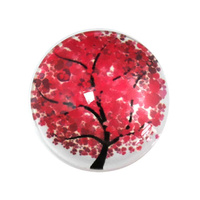 Round Glass Cabochon - Cherry Red Blossom x 25mm