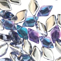 Czech Glass Gemduo Beads - Backlit Violet Ice 8x5mm