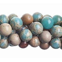 Semi-Precious Round Beads - Serpentine Jasper Natural x 6mm 8" Strand