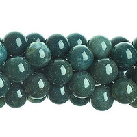 Semi-Precious Round Beads - Moss Agate Natural x 6mm x 16" Strand