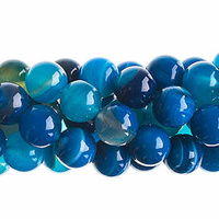 Semi-Precious Round Beads - Blue Agate Natural Dyed 6mm x 16" Strand