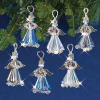 Beaded Ornament Kit - Silvery Crystal Angels