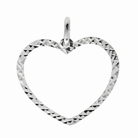 Sterling Silver Charm Pendant with Jump Ring - Diamond Cut Heart