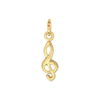 Gold Plated Charm With Jump Ring - Music Small G Clef x 15mm