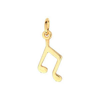Gold Plated Charm With Jump Ring - Music Note x 14mm