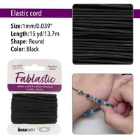 Fablastic Round Stretch Jewellery Cord - Black 1mm x 15yards