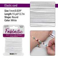 Fablastic Round Stretch Jewellery Cord - White 1mm x 15yards