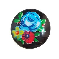 Vintage Plastic Cabochon - Blue Rose Bouquet x 19mm