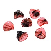 Plastic Twist Leaf Beads - Two Tone Pink Black x 10