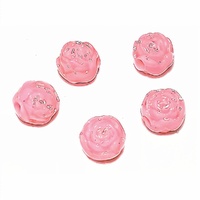 Flower Girl Pink Plastic Vintage Rosebud Beads - 8mm x 10