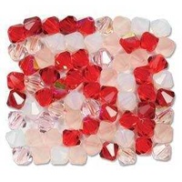 Preciosa Crystal Bicone Beads - Strawberry Fields 6mm x 21 Strand