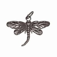 Pendant Charm with Jump Ring - Gun Metal Plated Dragonfly