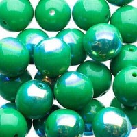 Czech Glass Druk Beads - Opaque Green AB 8mm x 10