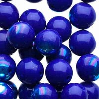Czech Glass Druk Beads - Opaque Cobalt AB 8mm x 10