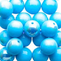 Czech Glass Druk Beads - Opaque Blue Turquoise AB 8mm x 10
