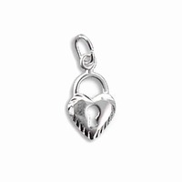 Sterling Silver Charm with Jump Ring - Heart Lock