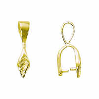 Gold Plated Pinch Bail with Pegs - Leaf