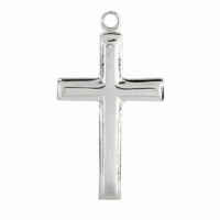 Sterling Silver Charm with Jump Ring - Bevelled Cross