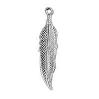 Metal Charm Pendant - Nickel Plated Feather