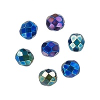 Czech Glass Round Firepolished Beads - Blue Iris 8mm x 10