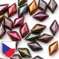 Czech Shield Gemduo Beads - Crystal Violet Rainbow