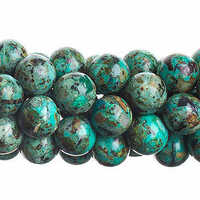 Semi-Precious Round Beads - African Turquoise Natural x 6mm 8" Strand