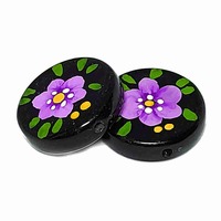Purple Hibiscus Flower Large Vintage Lucite Bead