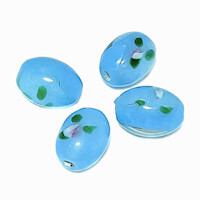 Malibu Blue Oval Glass Beads 19mm x 10