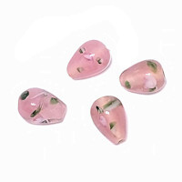 Dusty Pink Teardrop Glass Beads 12mm x 10