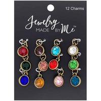 Birthstone Gem Charms - Antique Gold x 12 pieces